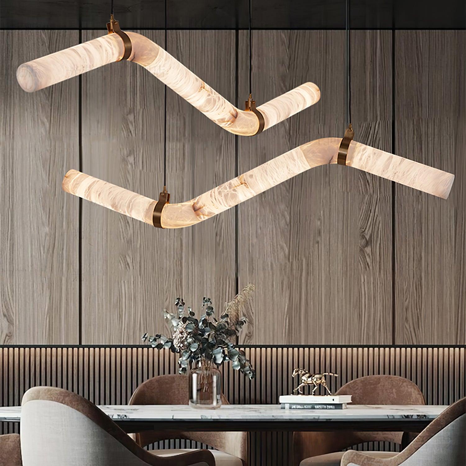 Mithos Curved Alabaster Pendant Light-Neutral Decor