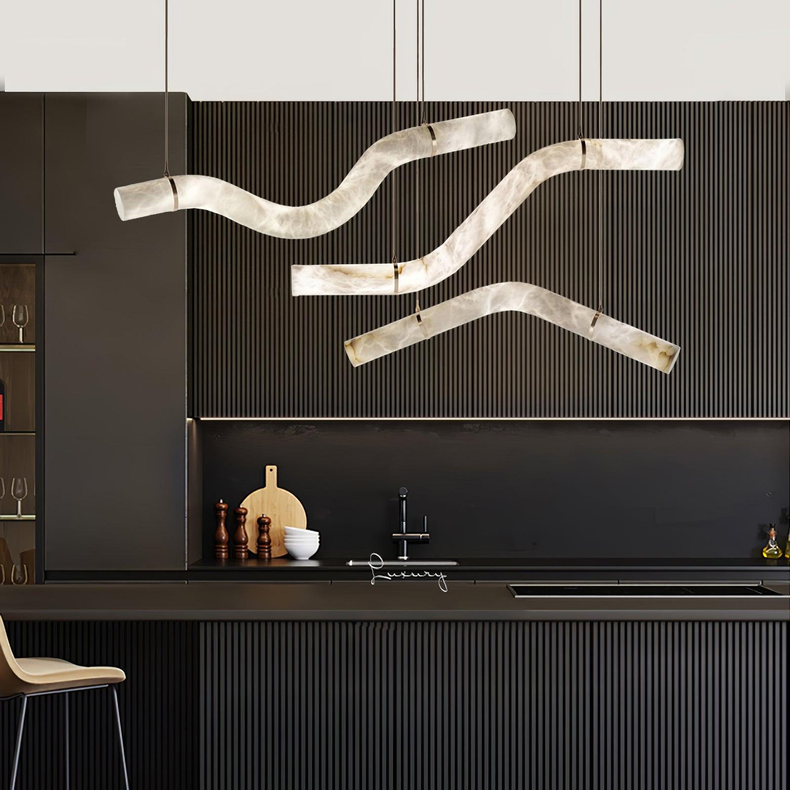 Mithos Curved Alabaster Pendant Light-Neutral Decor