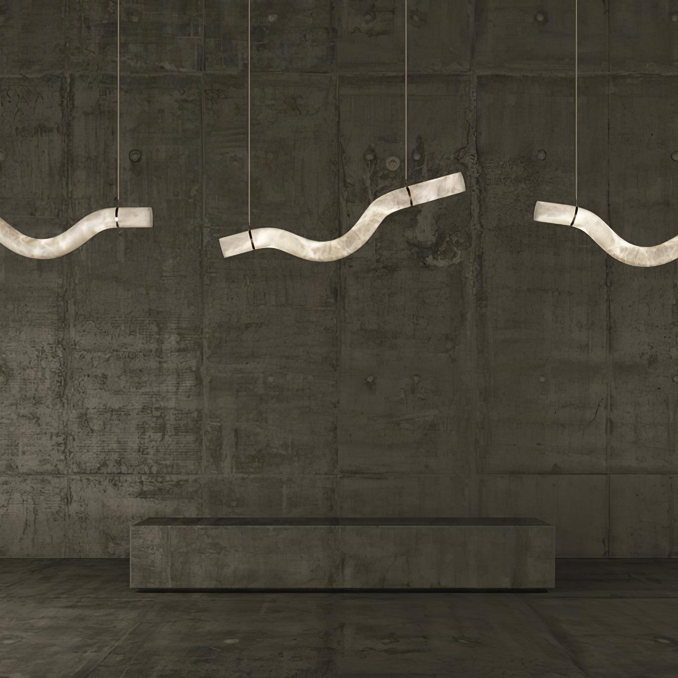 Mithos Curved Alabaster Pendant Light-Neutral Decor