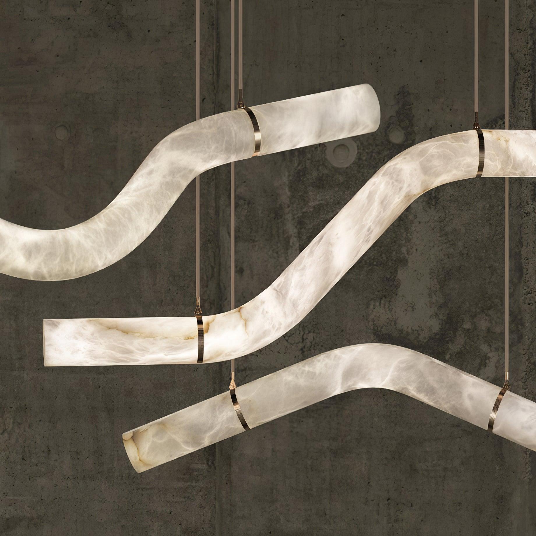 Mithos Curved Alabaster Pendant Light-Neutral Decor
