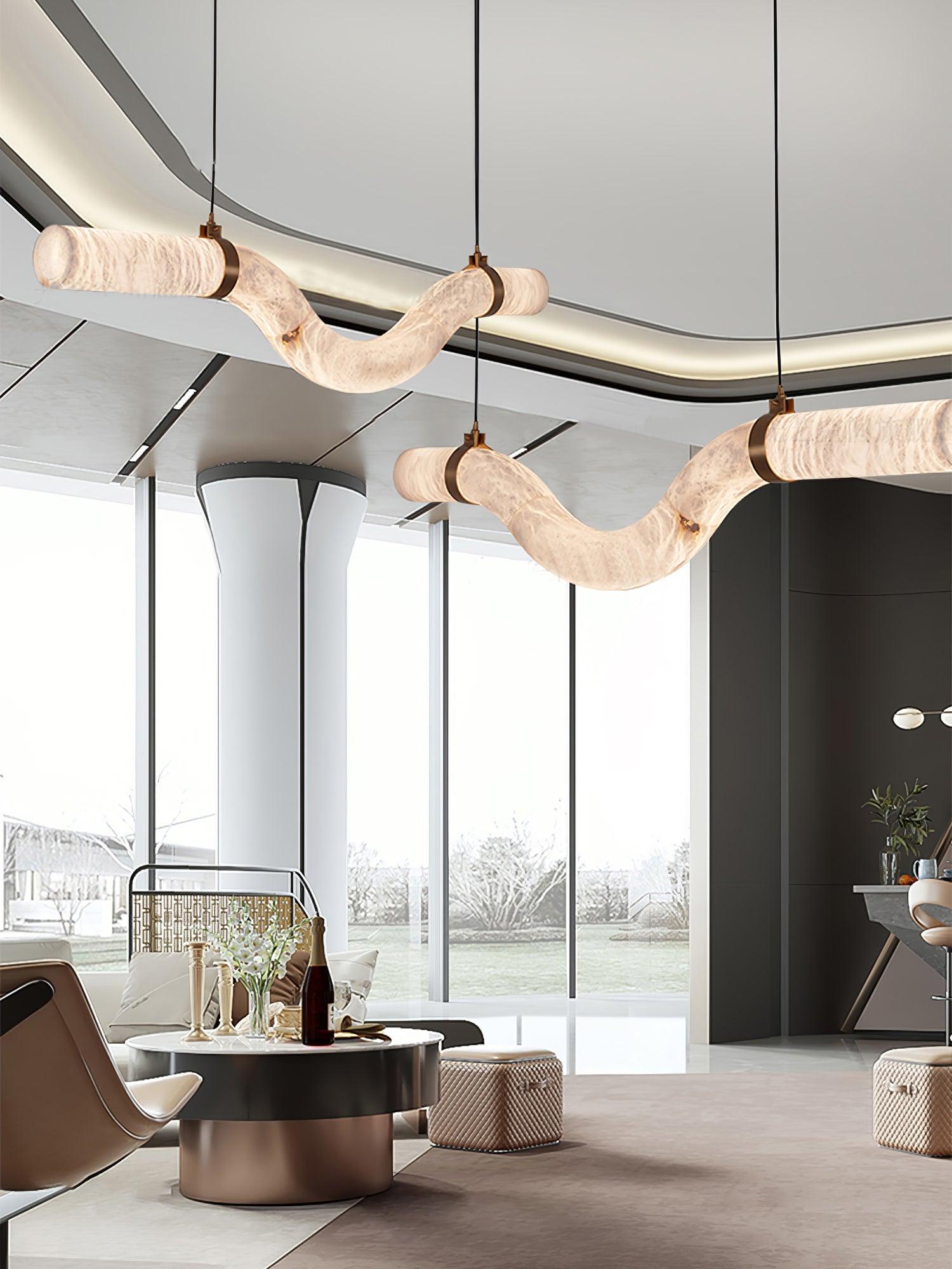 Mithos Curved Alabaster Pendant Light-Neutral Decor