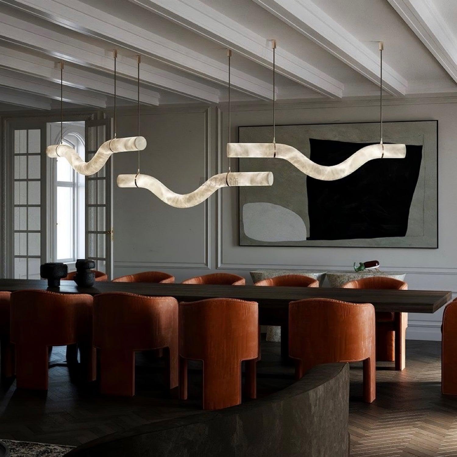 Mithos Curved Alabaster Pendant Light-Neutral Decor