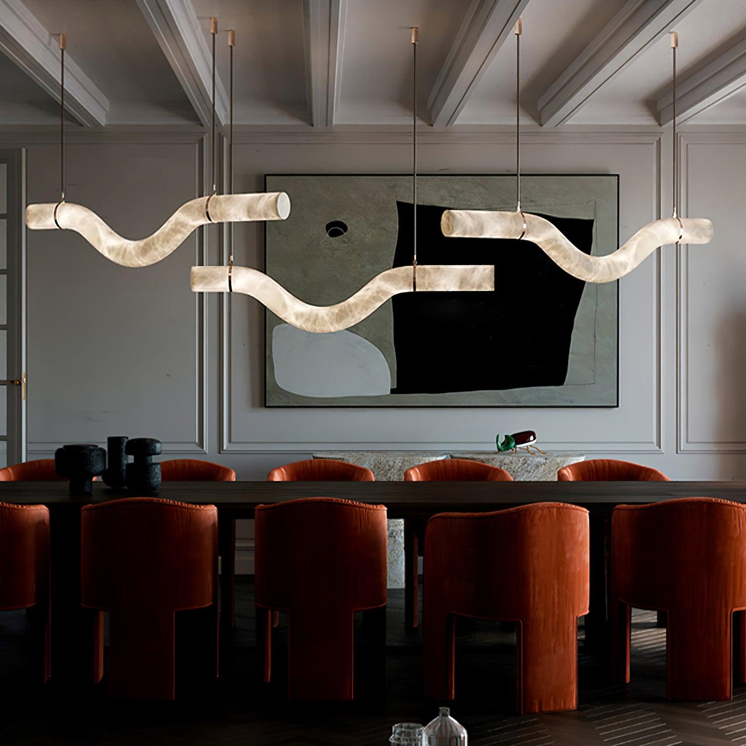 Mithos Curved Alabaster Pendant Light-Neutral Decor