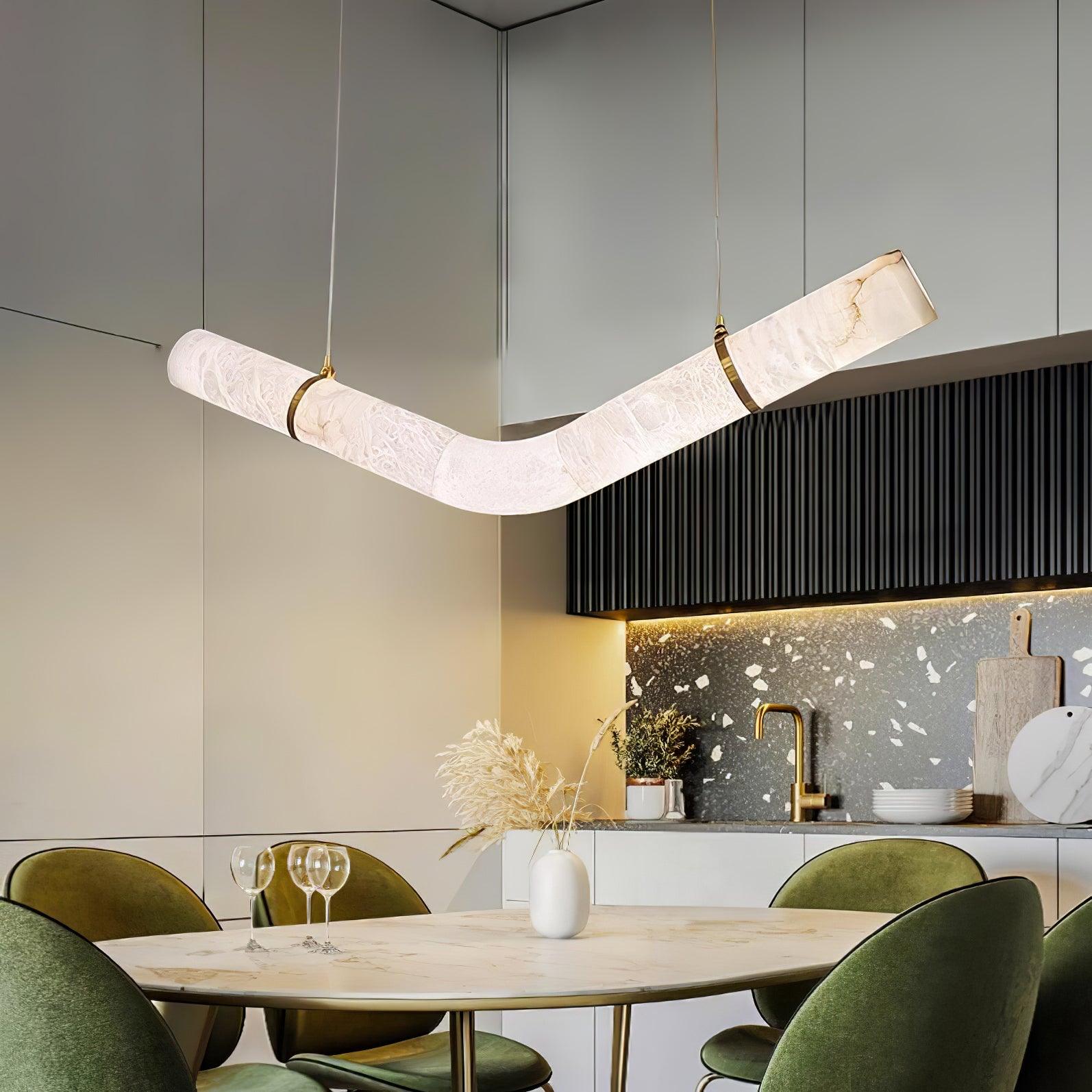 Mithos Curved Alabaster Pendant Light-Neutral Decor