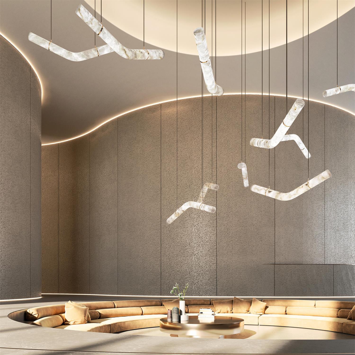 Luste Alabaster Closed-loop Pendant Light Chandelier-Neutral Decor
