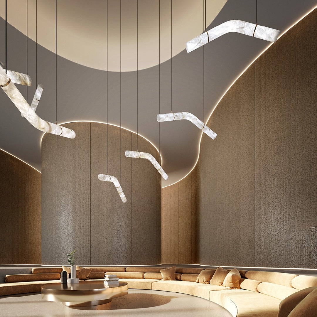 Mithos Curved Alabaster Pendant Light-Neutral Decor