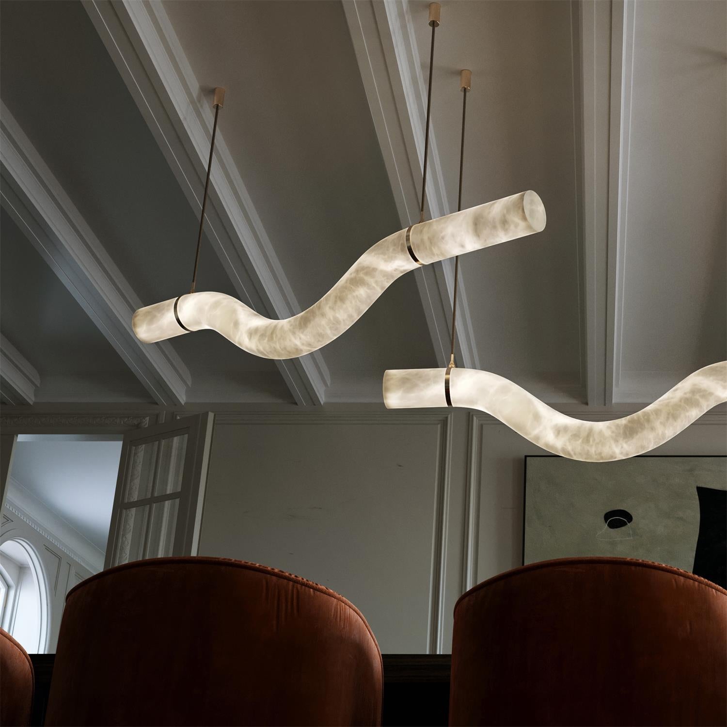Mithos Curved Alabaster Pendant Light-Neutral Decor