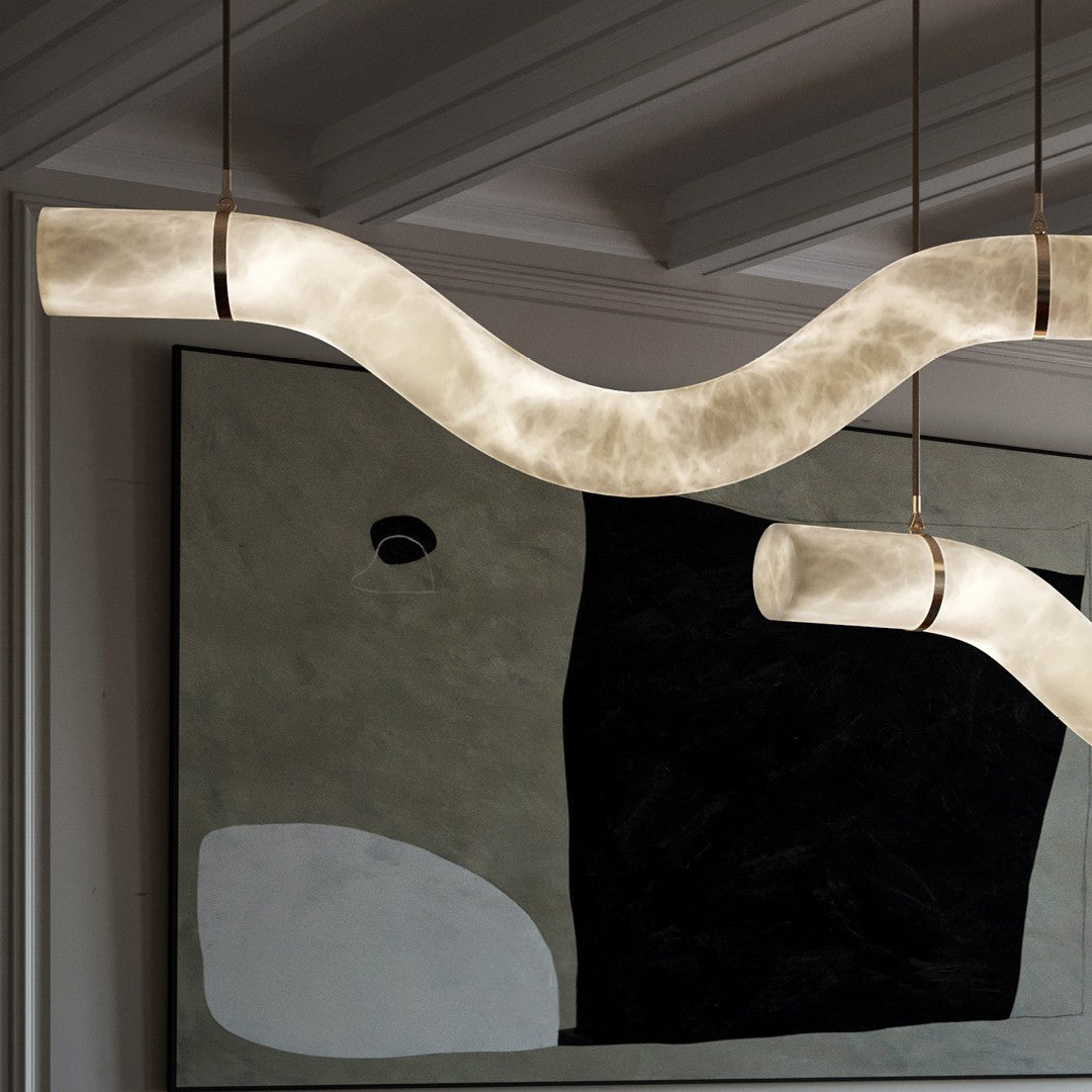 Mithos Curved Alabaster Pendant Light-Neutral Decor