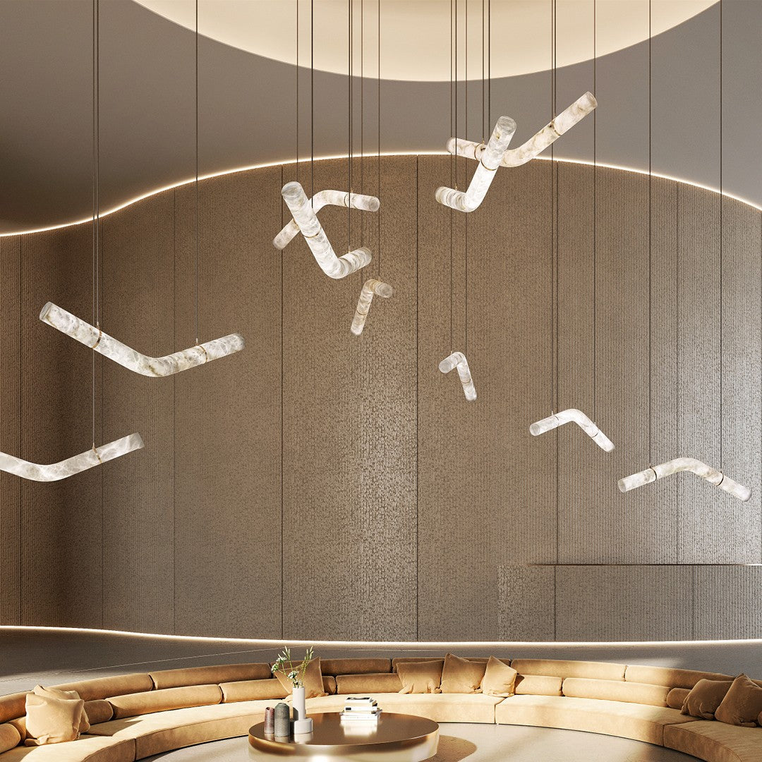 Mithos Curved Alabaster Pendant Light-Neutral Decor