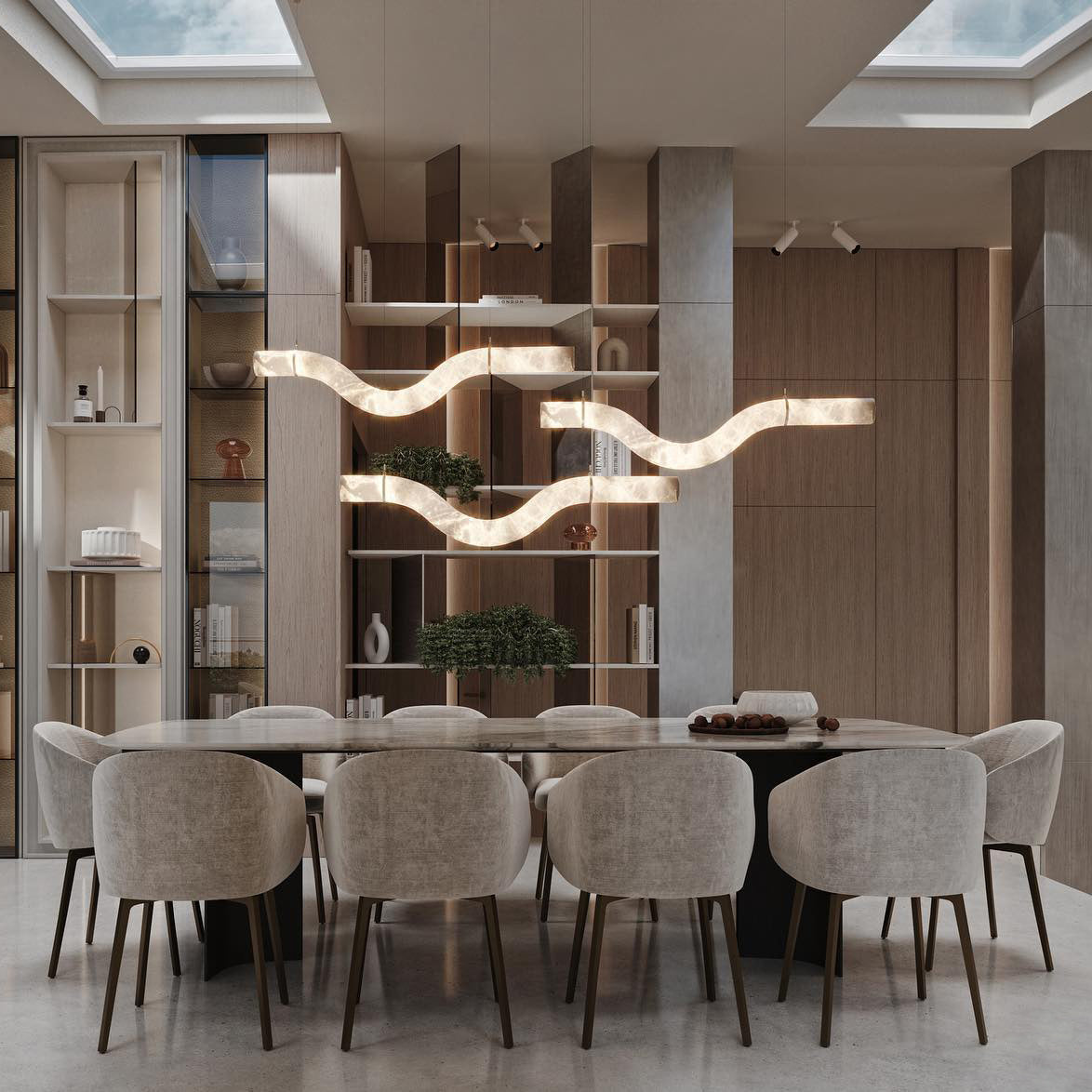 Mithos Curved Alabaster Pendant Light-Neutral Decor