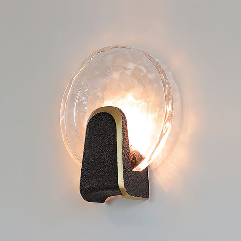 The smoky gray glass Ingot Wall Lamp in a minimalist hallway.