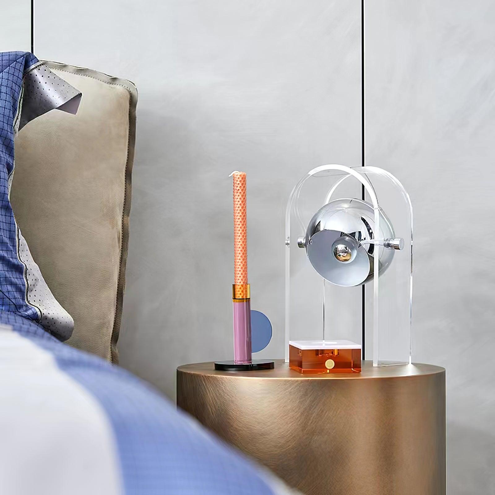 Tynza Steel Futuristic Table Lamp-Neutral Decor