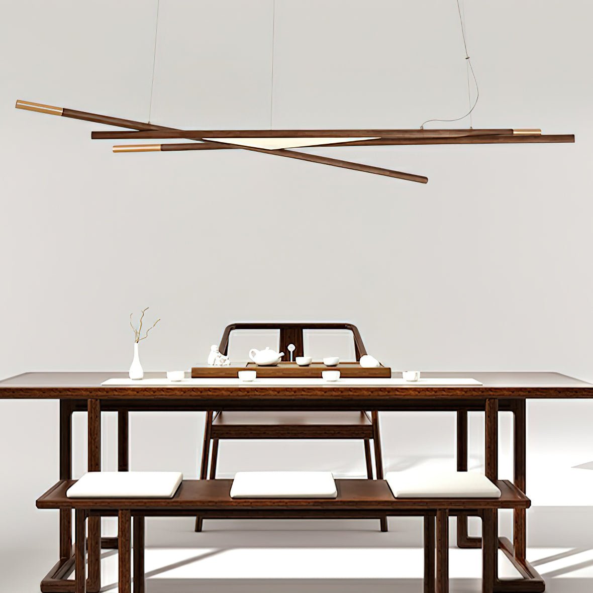 Aurora Chandelier Wooden Linear LED-Neutral Decor