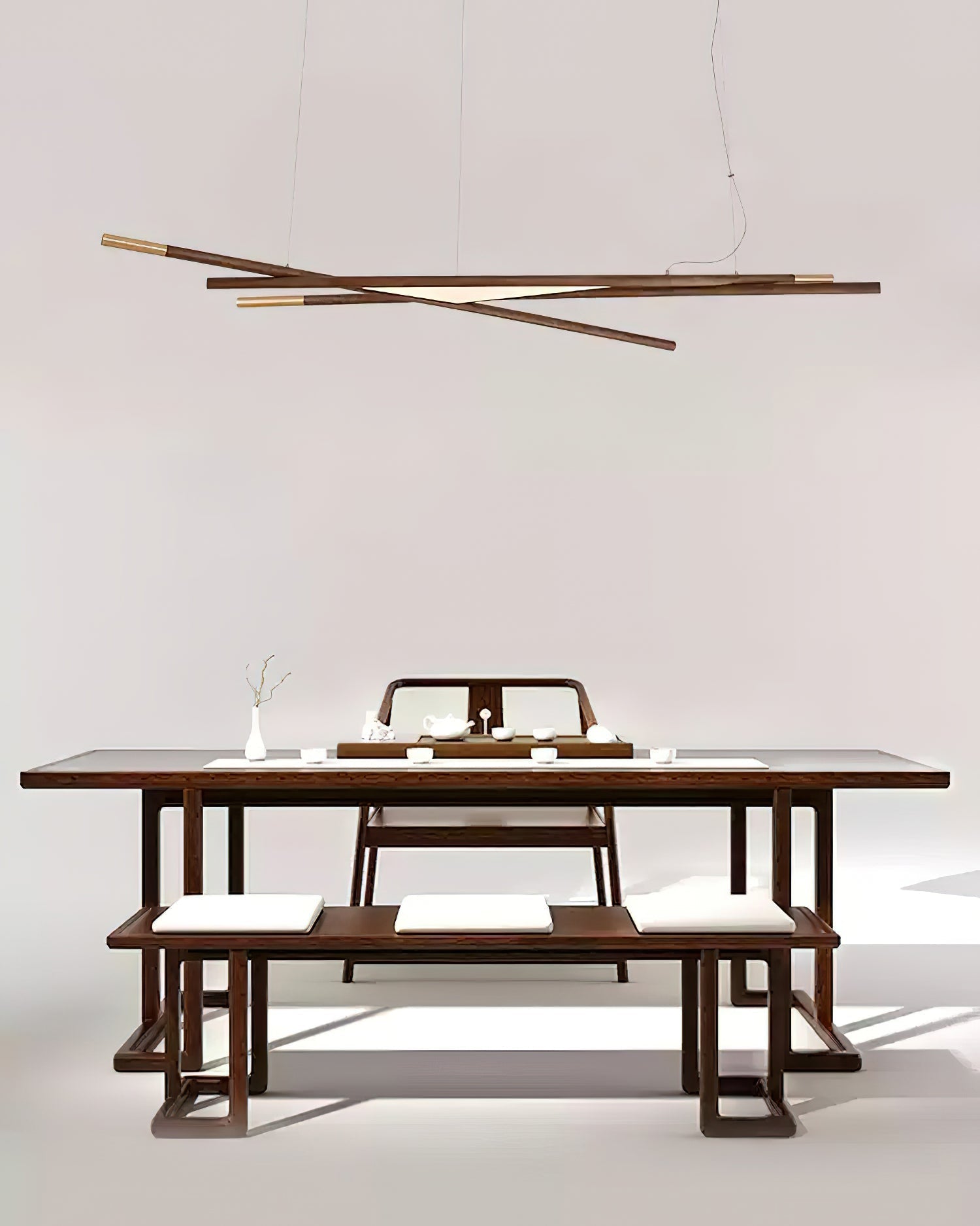 Aurora Chandelier Wooden Linear LED-Neutral Decor