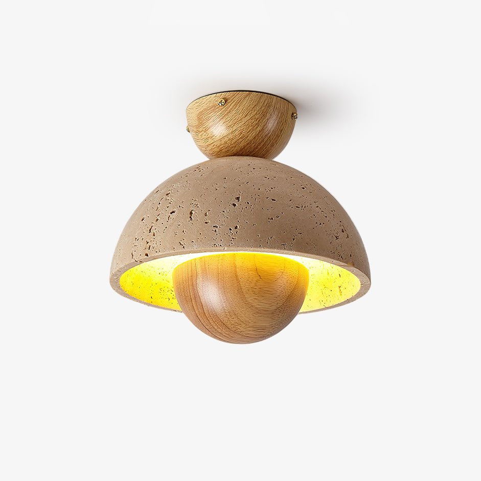 Arinisra Mushroom Shaped Travertine Ceiling Light-Neutral Decor