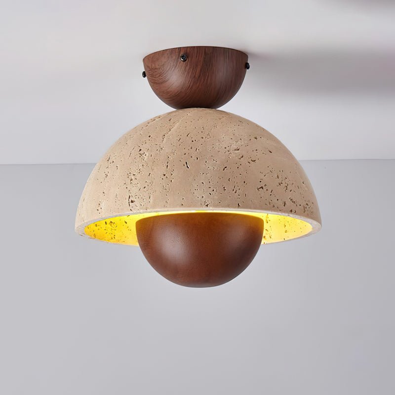 Arinisra Mushroom Shaped Travertine Ceiling Light-Neutral Decor