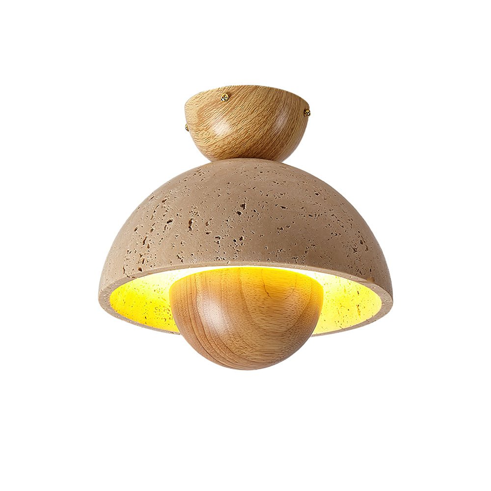 Arinisra Mushroom Shaped Travertine Ceiling Light-Neutral Decor