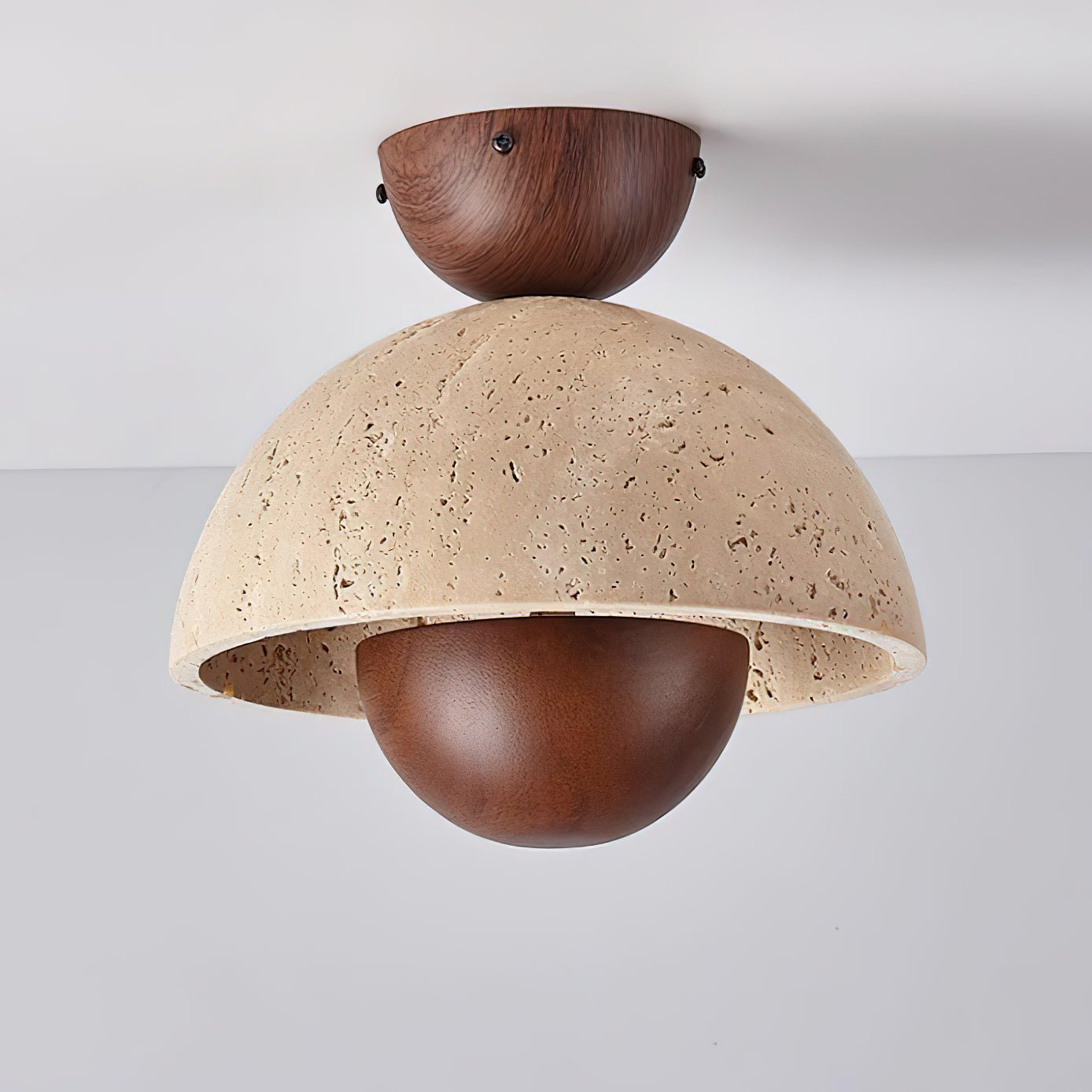 Arinisra Mushroom Shaped Travertine Ceiling Light-Neutral Decor