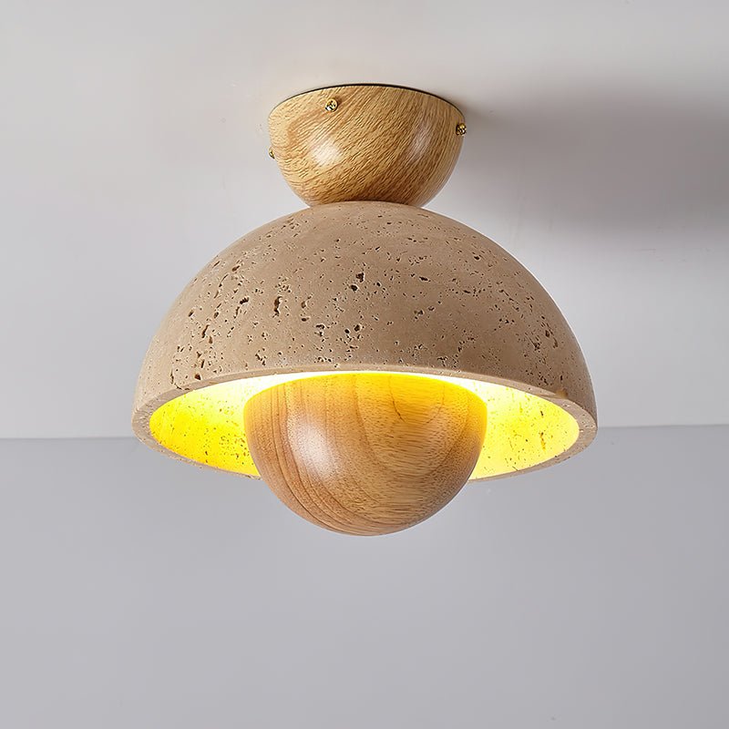 Arinisra Mushroom Shaped Travertine Ceiling Light-Neutral Decor