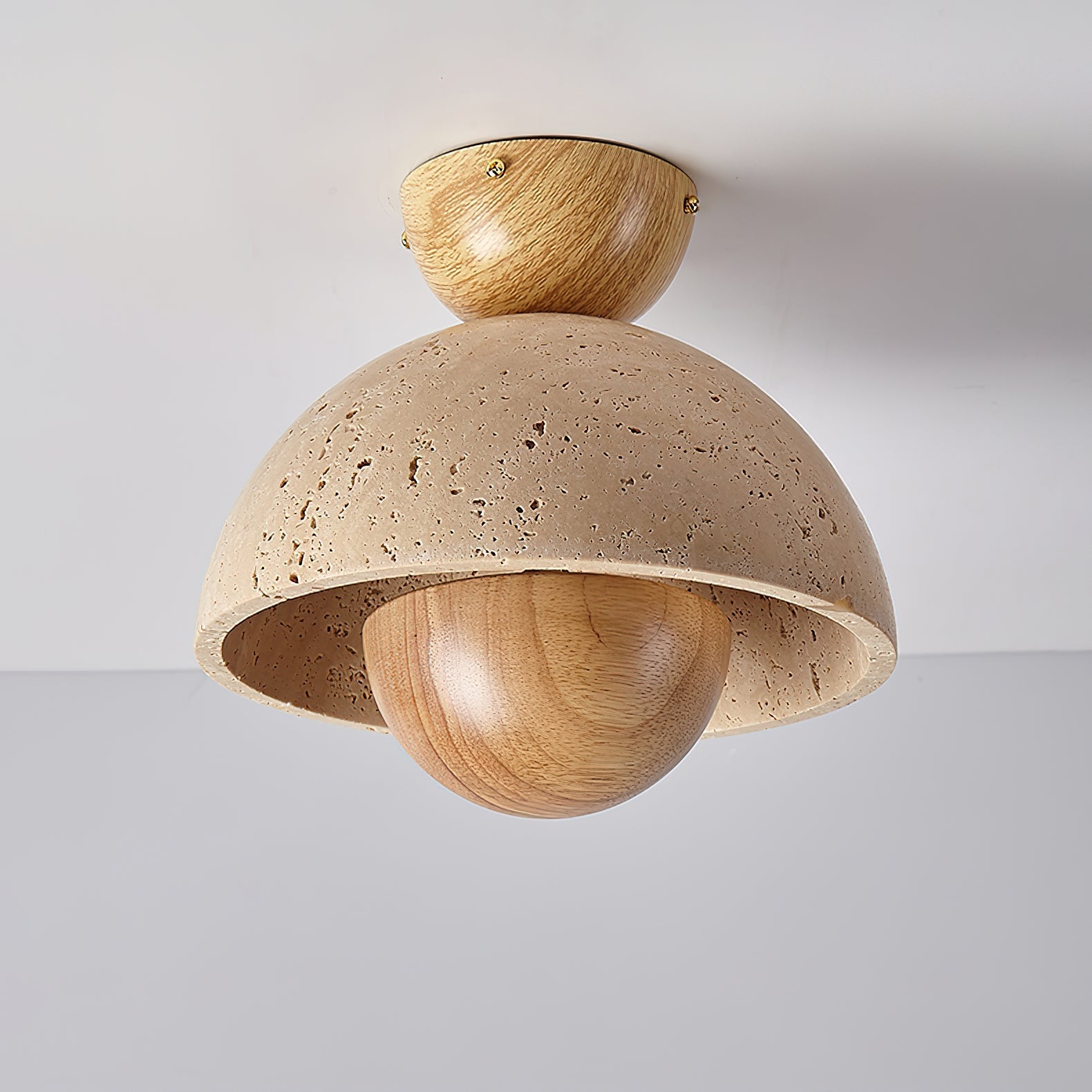 Arinisra Mushroom Shaped Travertine Ceiling Light-Neutral Decor