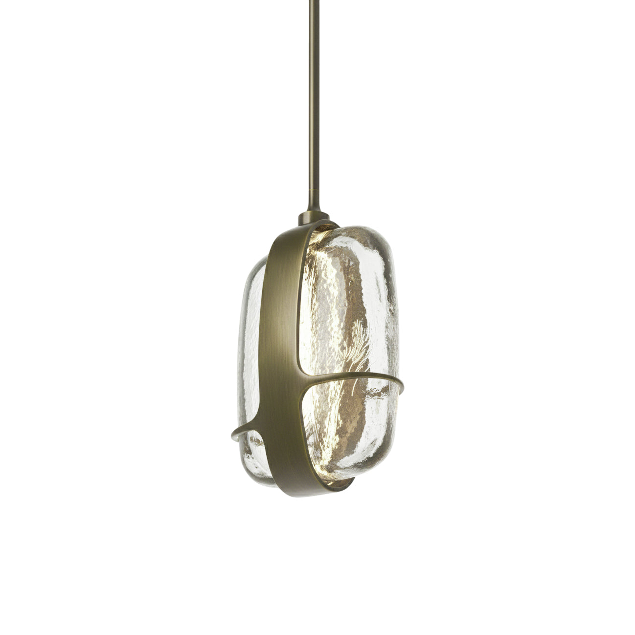 Iris Pendant Lamp with a sculptural textured glass shade.