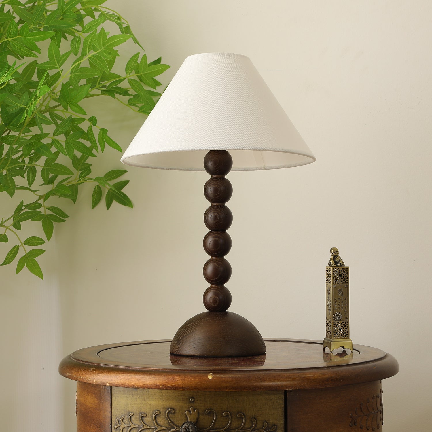 Lennox Wood & Fabric Elegant Table Lamp-Neutral Decor
