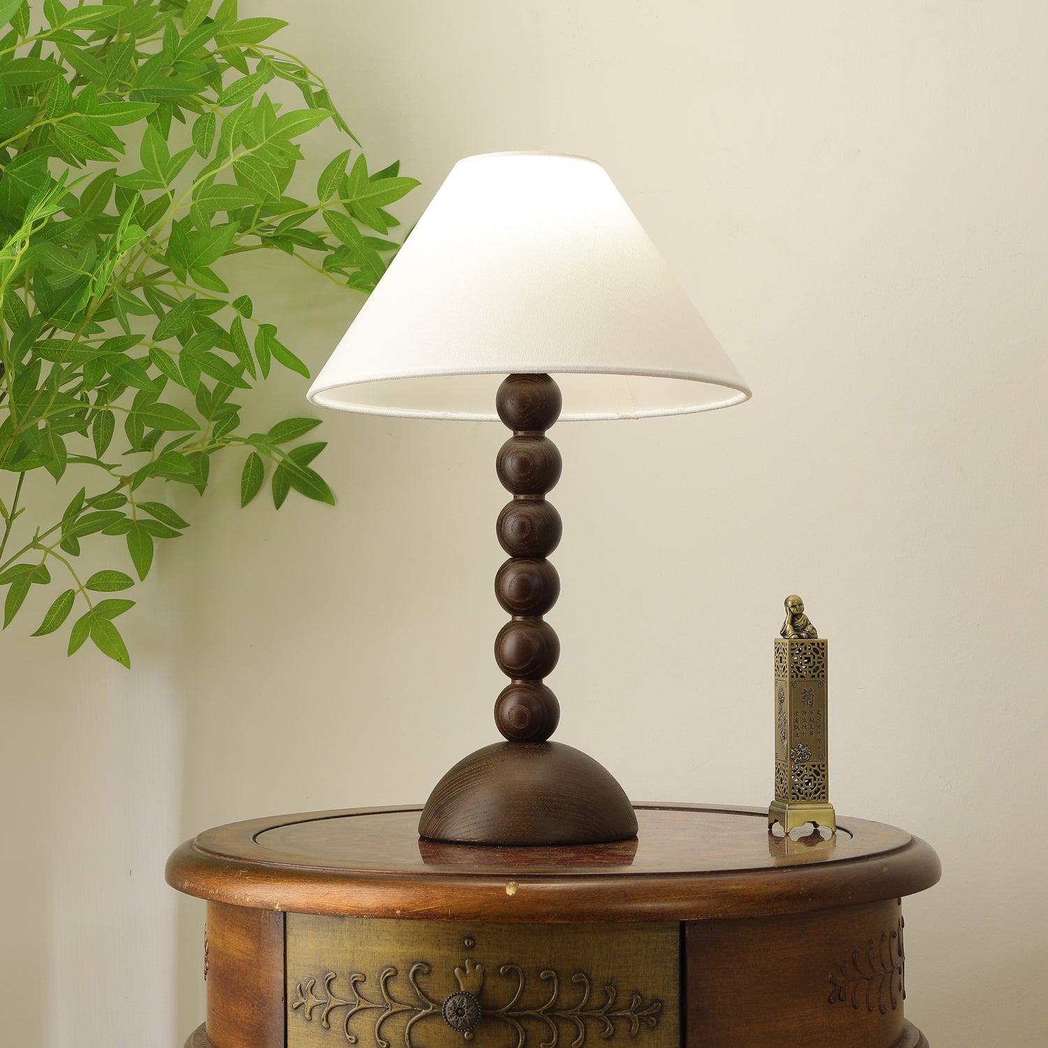 Lennox Wood & Fabric Elegant Table Lamp-Neutral Decor