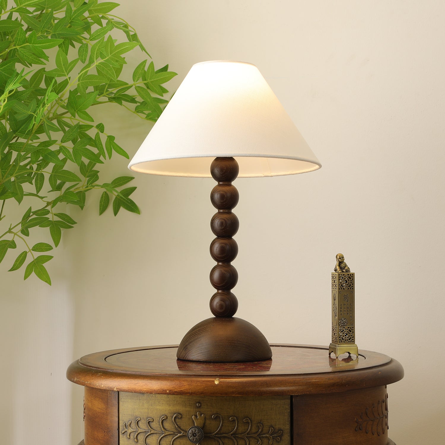Lennox Wood & Fabric Elegant Table Lamp-Neutral Decor