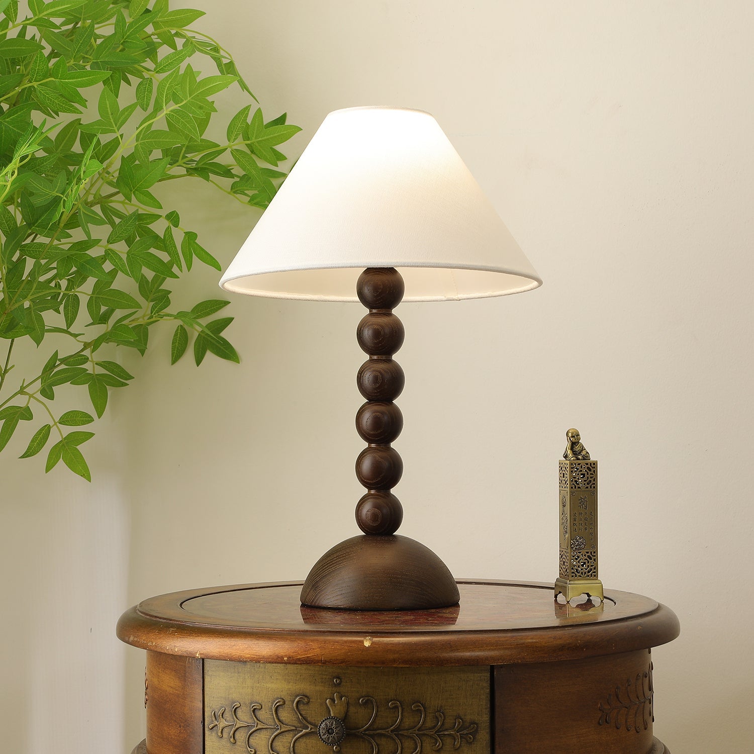 Lennox Wood & Fabric Elegant Table Lamp-Neutral Decor