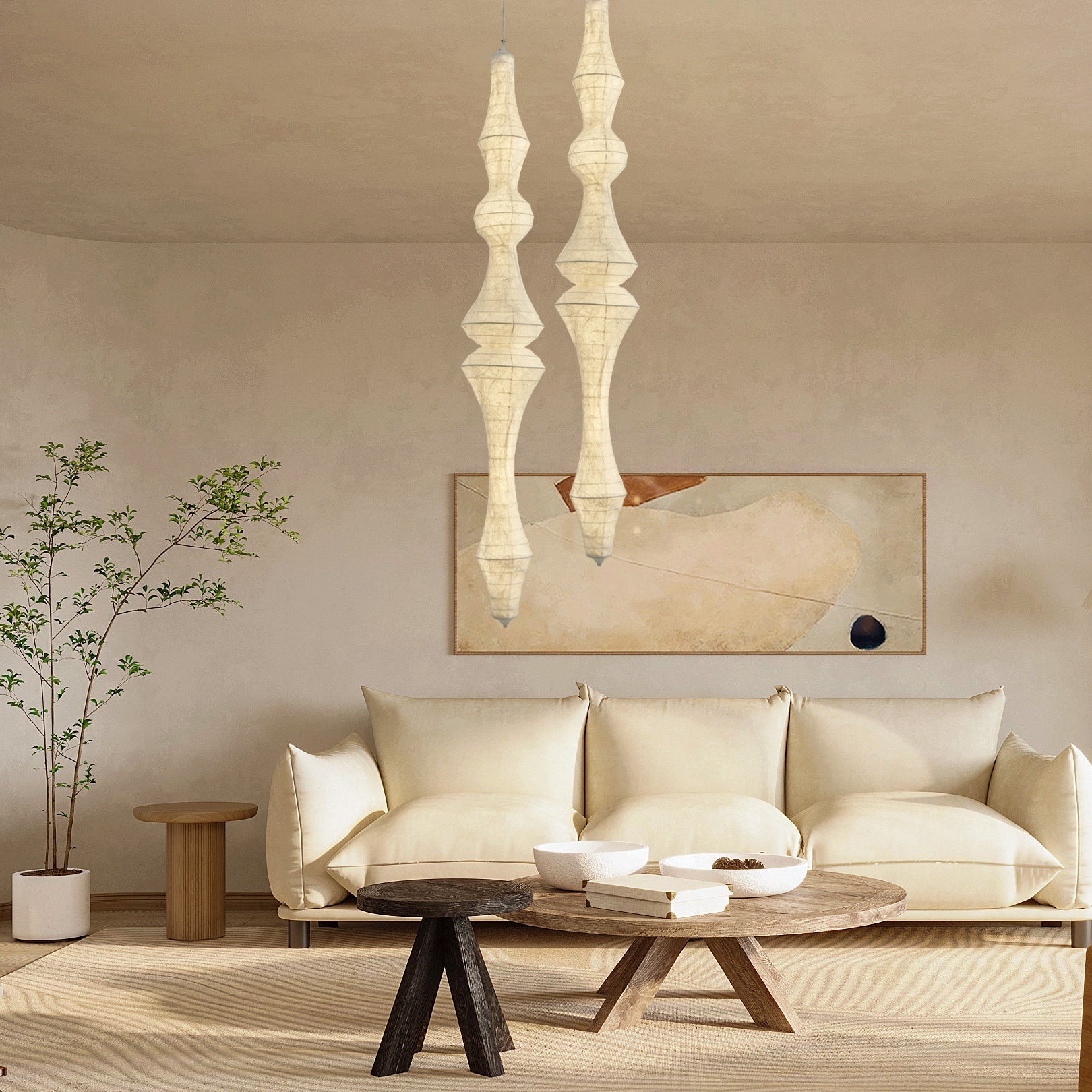 Zonoria Artisanal Silk Pendant Light-Neutral Decor
