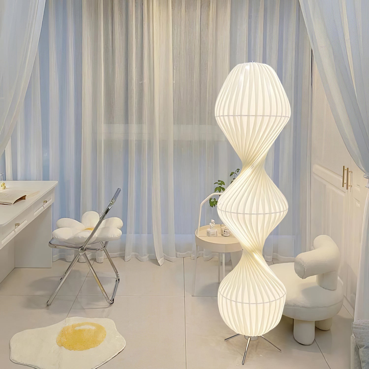 Elare Plastic Floor Lamp-Neutral Decor
