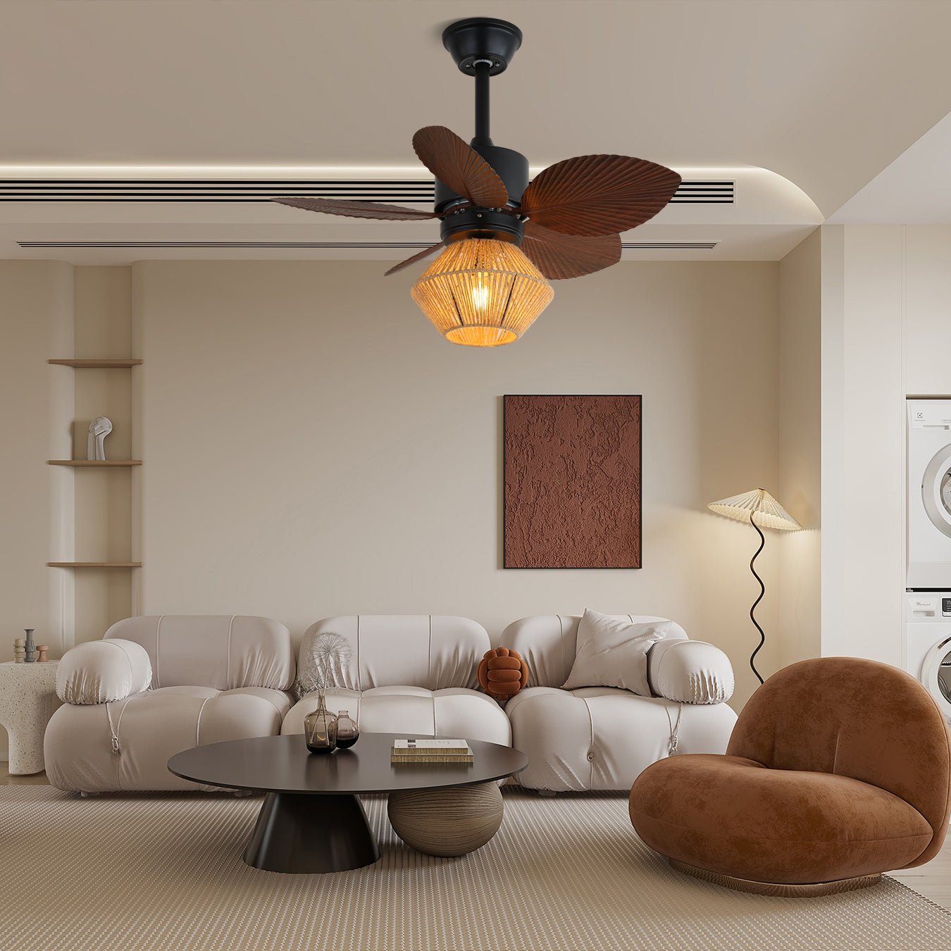 Solaya Tropical Rattan Ceiling Fan Light-Neutral Decor