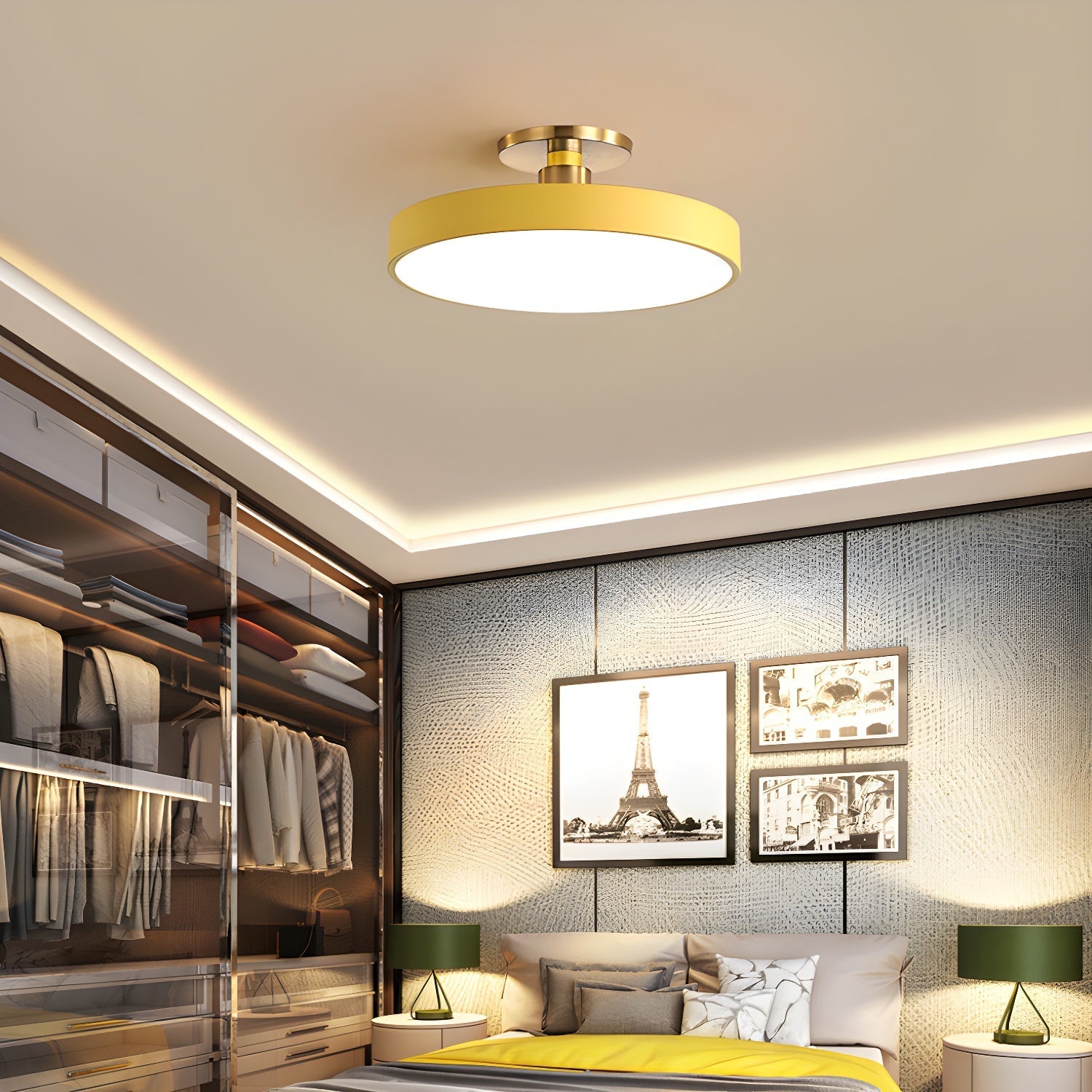 Solara Ceiling Lamp Flush Mount Black and Gold Modern-Neutral Decor