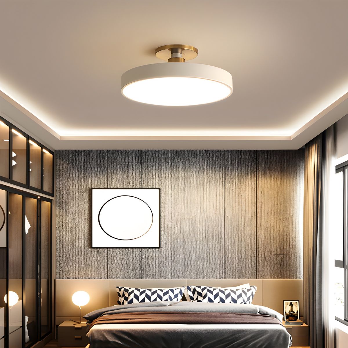 Solara Ceiling Lamp Flush Mount Black and Gold Modern-Neutral Decor