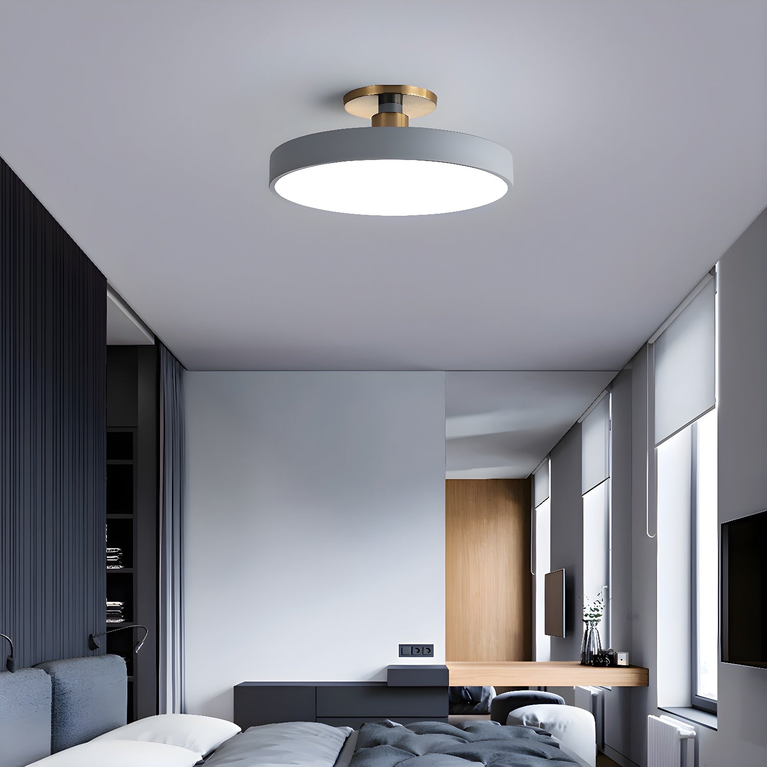 Solara Ceiling Lamp Flush Mount Black and Gold Modern-Neutral Decor