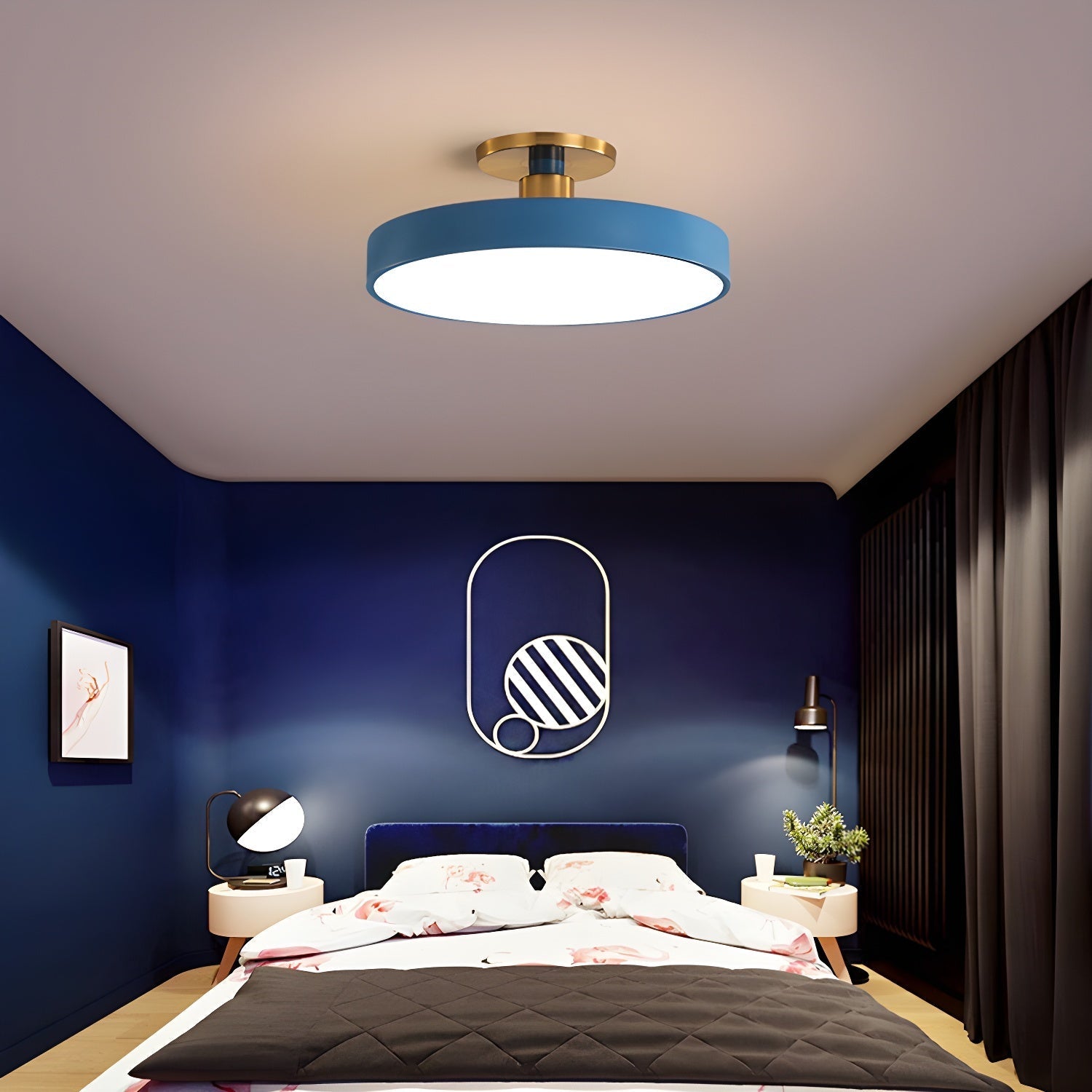 Solara Ceiling Lamp Flush Mount Black and Gold Modern-Neutral Decor