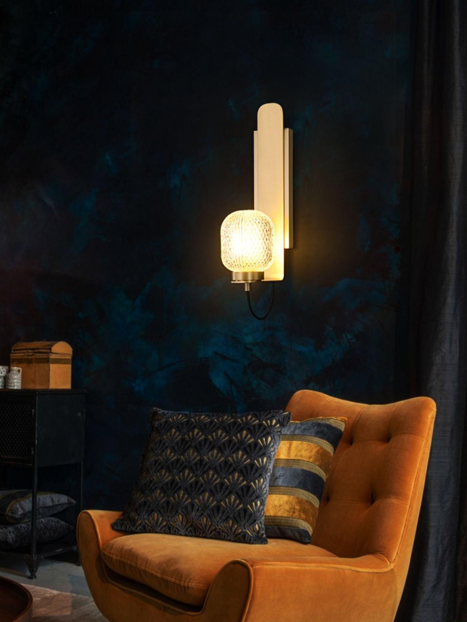 Cresh Premium Nordic Art Brass Glass Wall Light-Neutral Decor