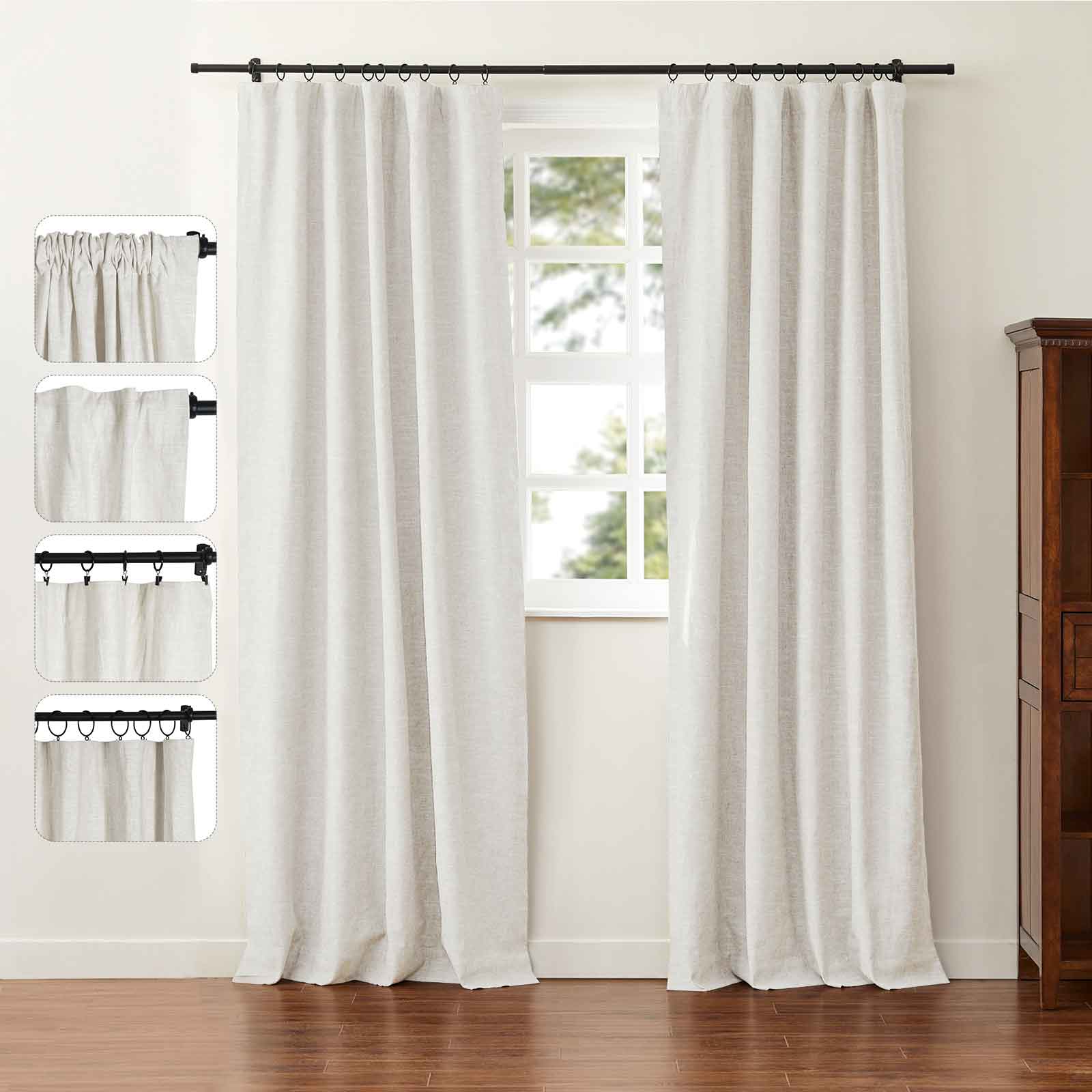 Jenna Linen Curtains & Drapes Soft Top-Neutral Decor