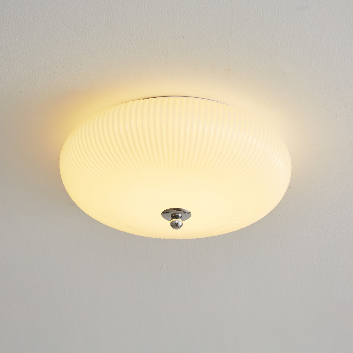 Dexlin Nordic Art Ivory Ripple Glass Ceiling Light-Neutral Decor