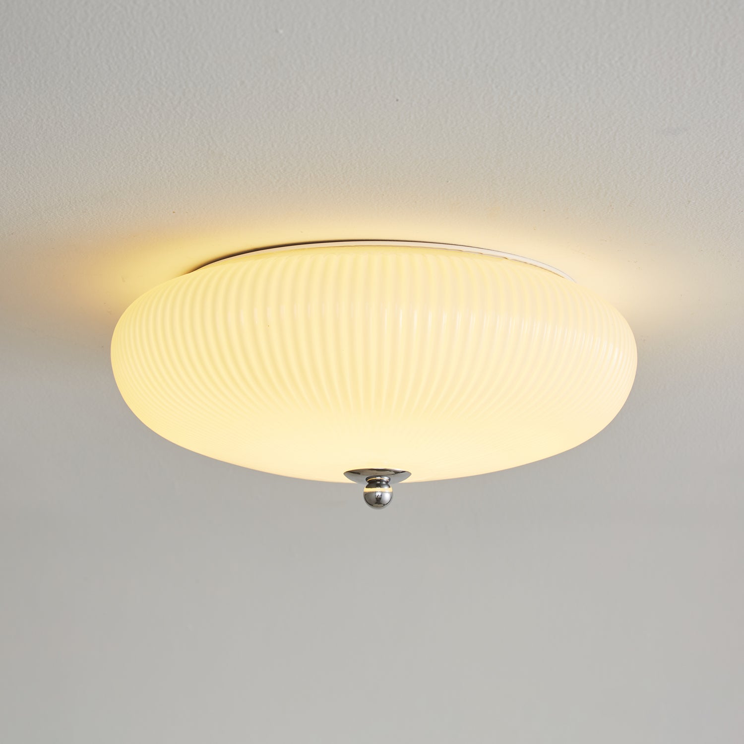 Dexlin Nordic Art Ivory Ripple Glass Ceiling Light-Neutral Decor