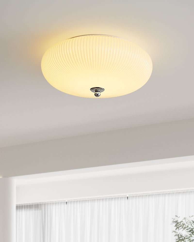 Dexlin Nordic Art Ivory Ripple Glass Ceiling Light-Neutral Decor