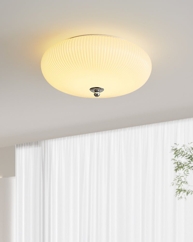 Dexlin Nordic Art Ivory Ripple Glass Ceiling Light-Neutral Decor