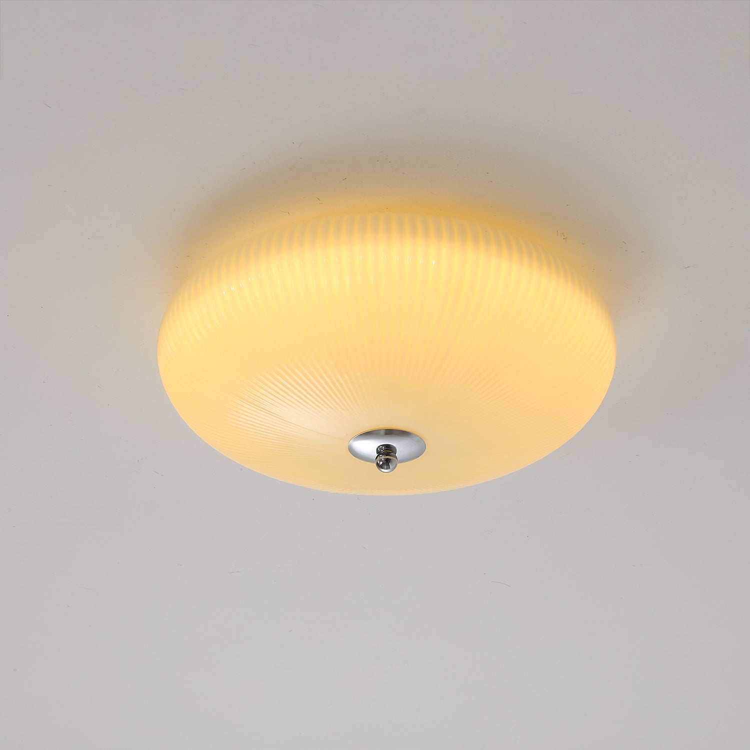 Dexlin Nordic Art Ivory Ripple Glass Ceiling Light-Neutral Decor