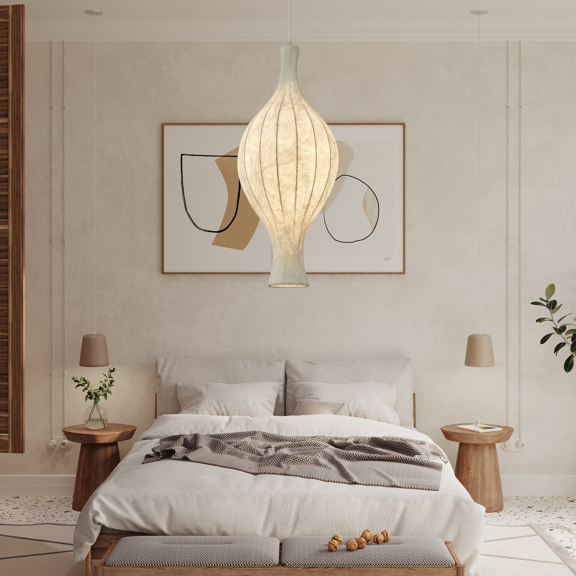 Orvelion Organic Mulberry Silk Pendant Light-Neutral Decor