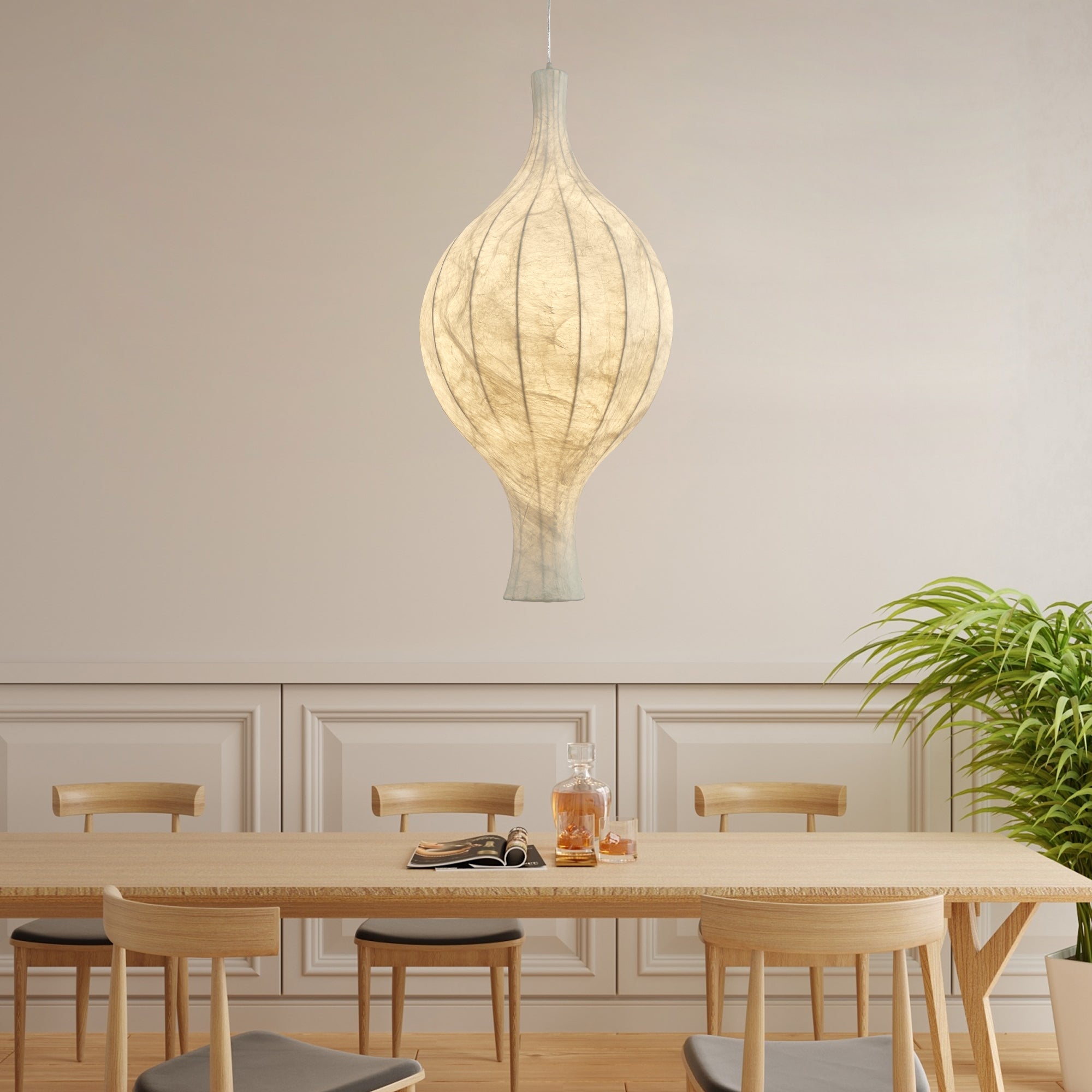 Orvelion Organic Mulberry Silk Pendant Light-Neutral Decor