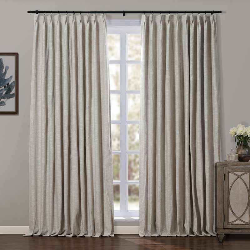 Jenna Linen Curtains & Drapes Pleated-Neutral Decor