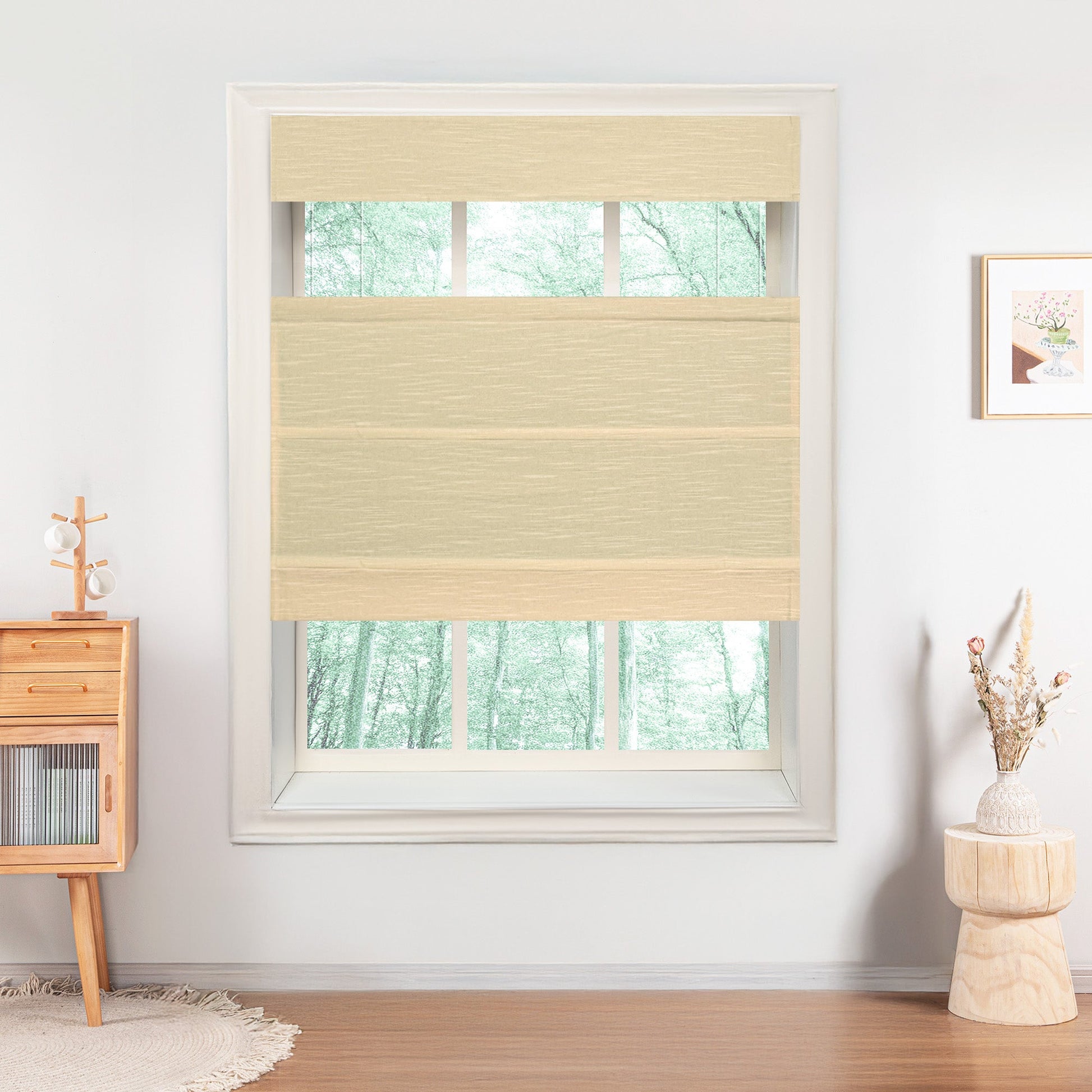 Jenna Linen Roman Shades & Blinds | Top Down Bottom Up-Neutral Decor