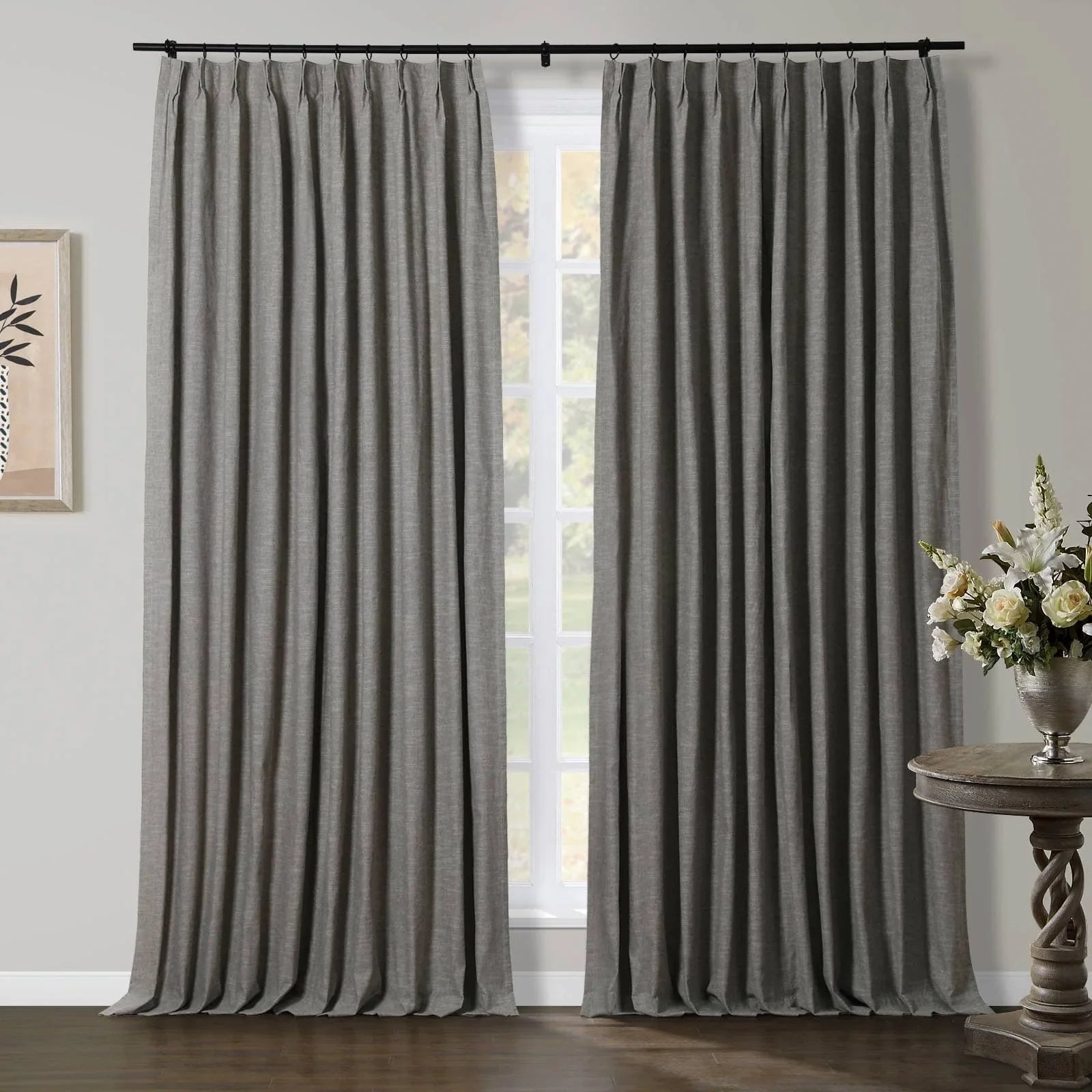 Jenna Linen Curtains & Drapes Pleated-Neutral Decor
