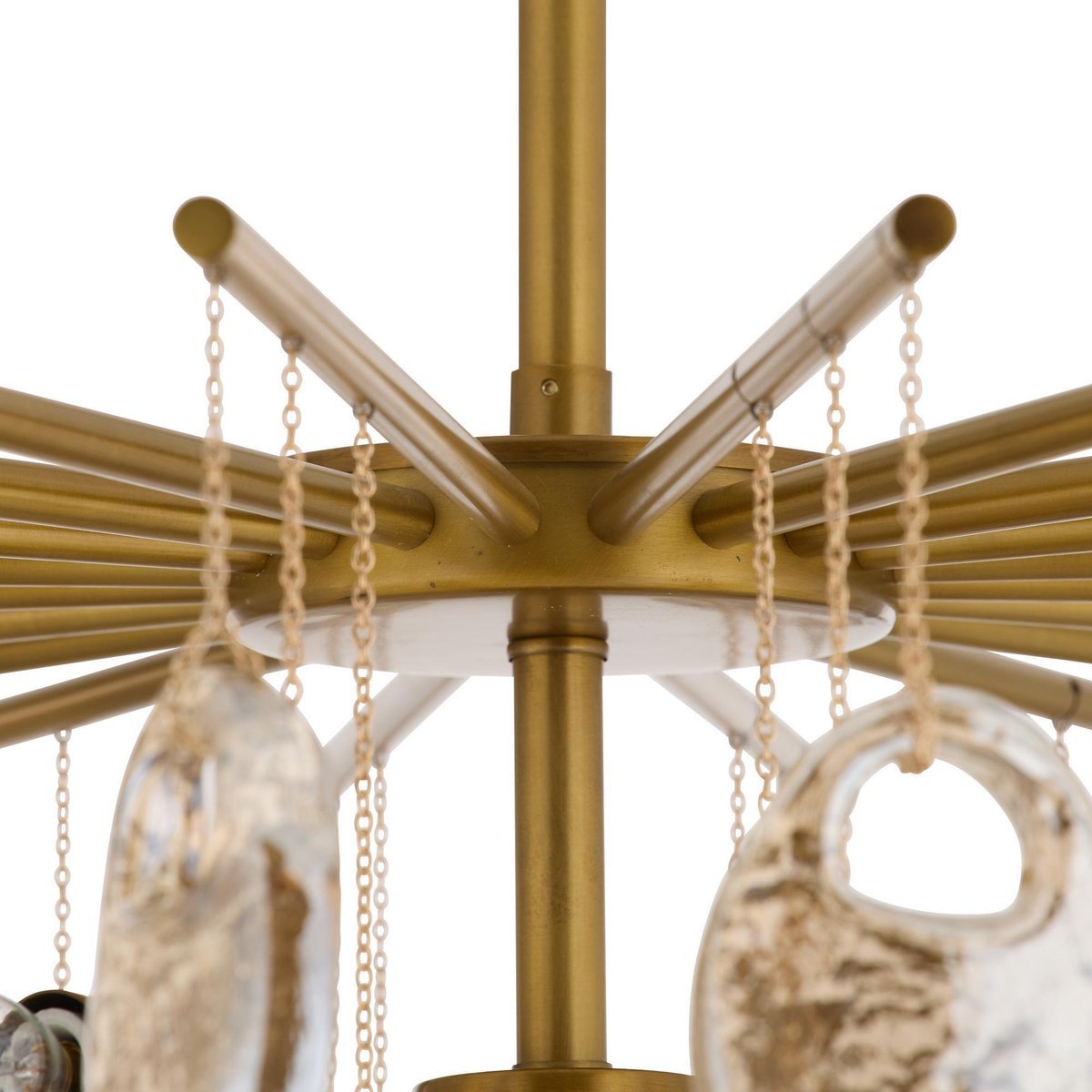 Aurora Chandelier Amber Seedy Glass Drop Antique Brass-Neutral Decor