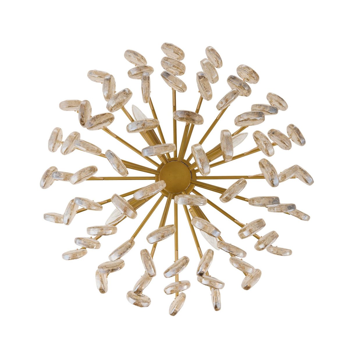 Aurora Chandelier Amber Seedy Glass Drop Antique Brass-Neutral Decor